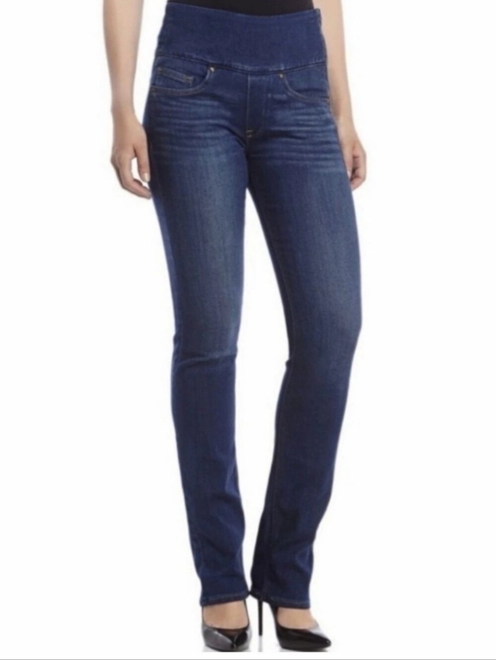 SPANX The Signature Straight Leg Jeans High Waisted Side Zip Stretch Size 30